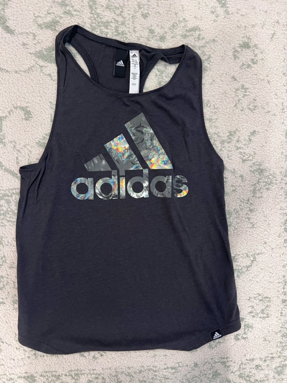 adidas Black Tank Top with White Logo